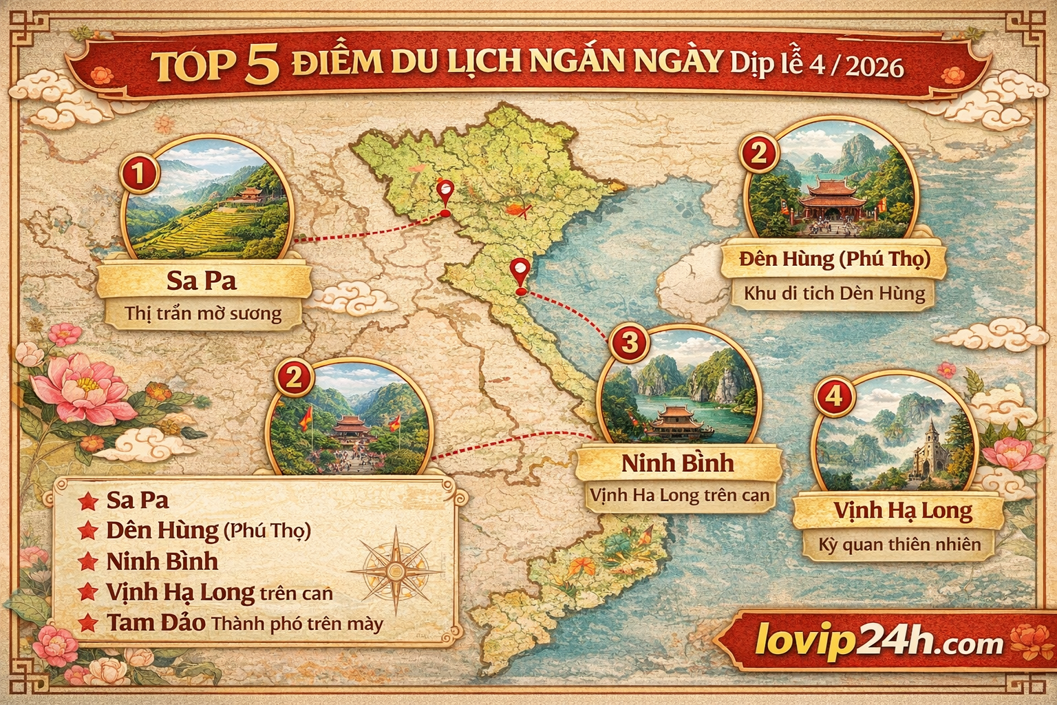 top 5 điểm du lịch ngắn ngày dịp lễ 4/2026